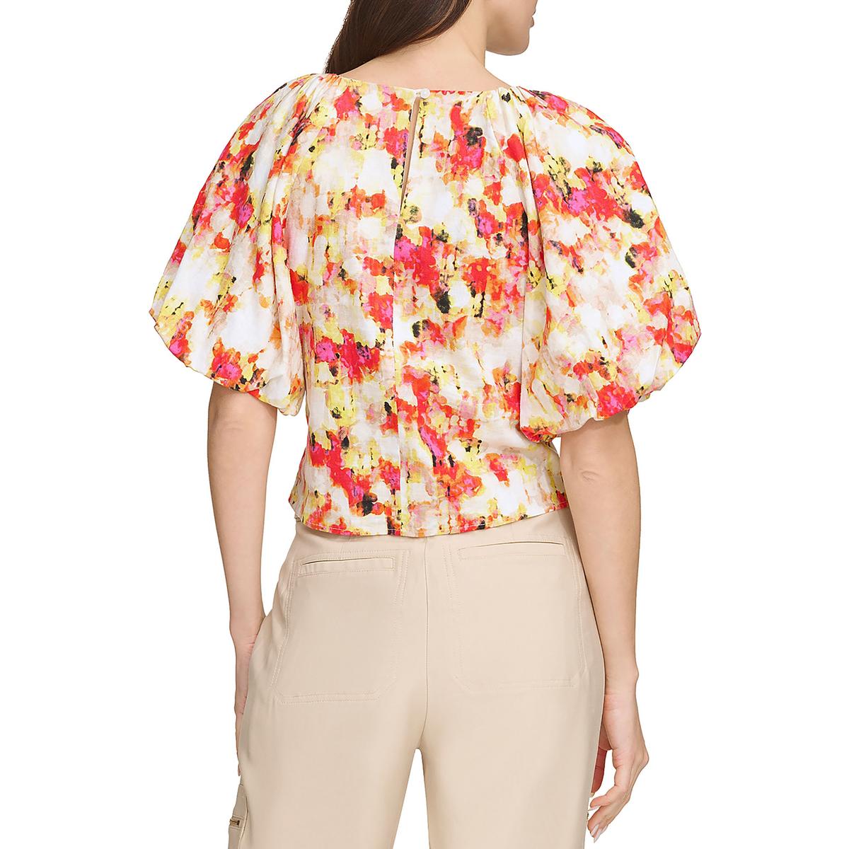 Womens Printed Linen Blouse