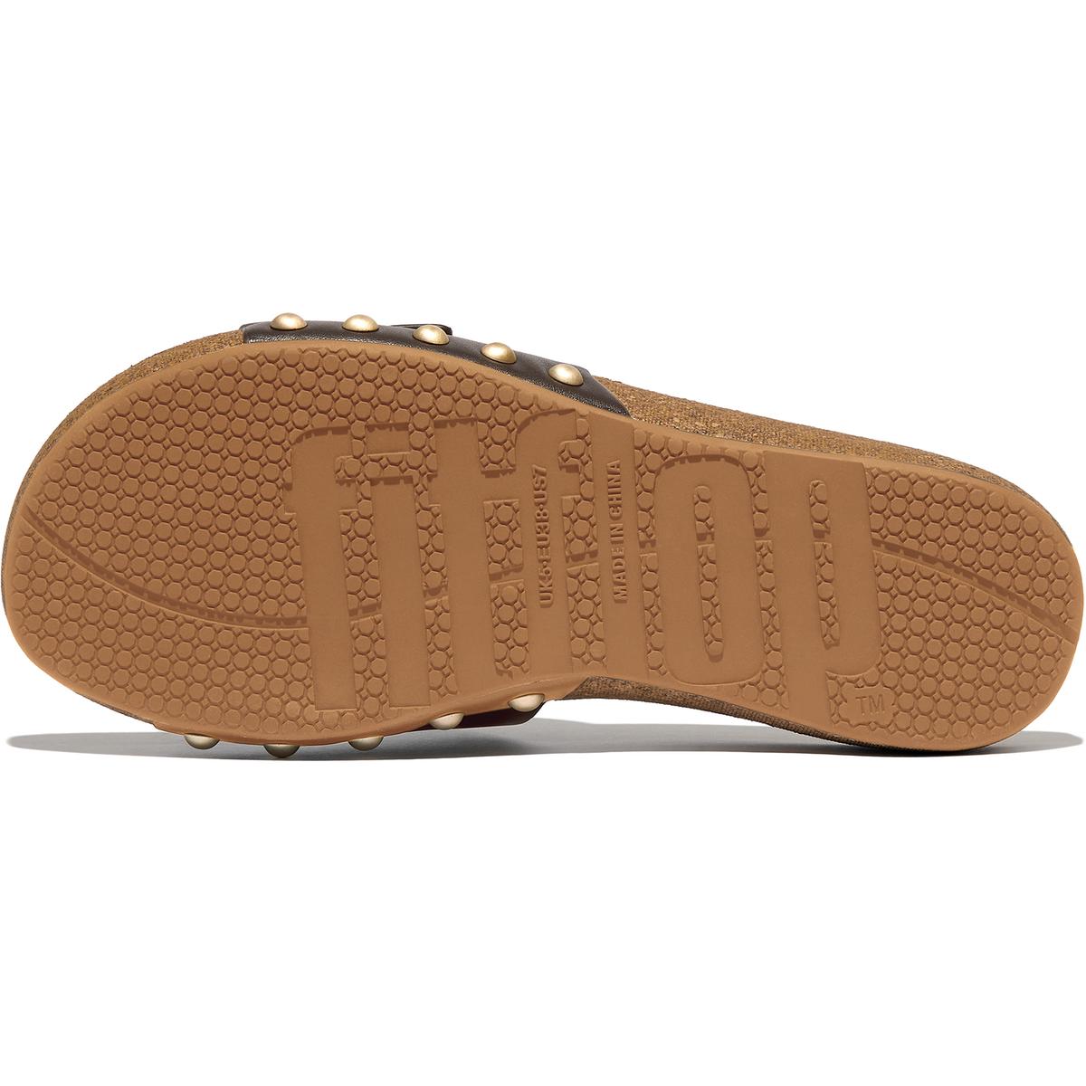 Iqushion Adjustable Buckle Womens Studded Leather Slide Sandals