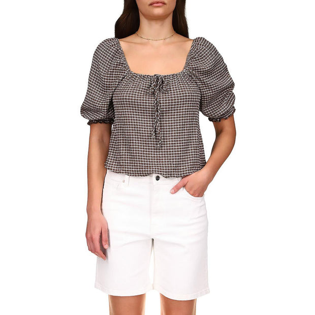 Remember Me Womens Square Neck Cropped Blouse