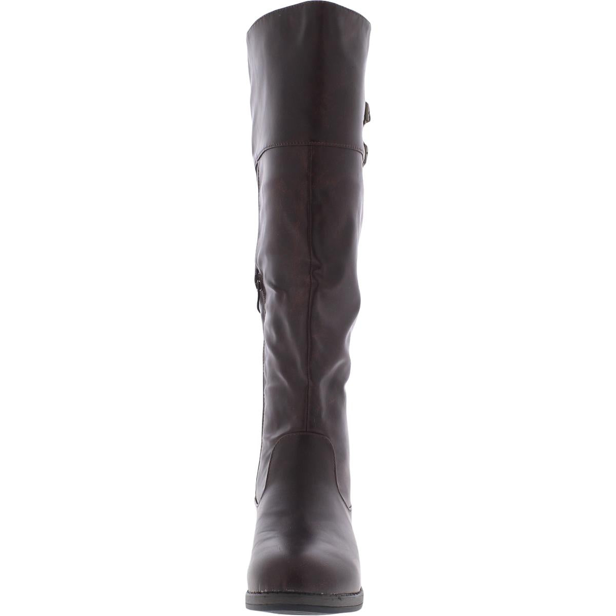 Tori Womens Faux Leather Wide Calf Knee-High Boots