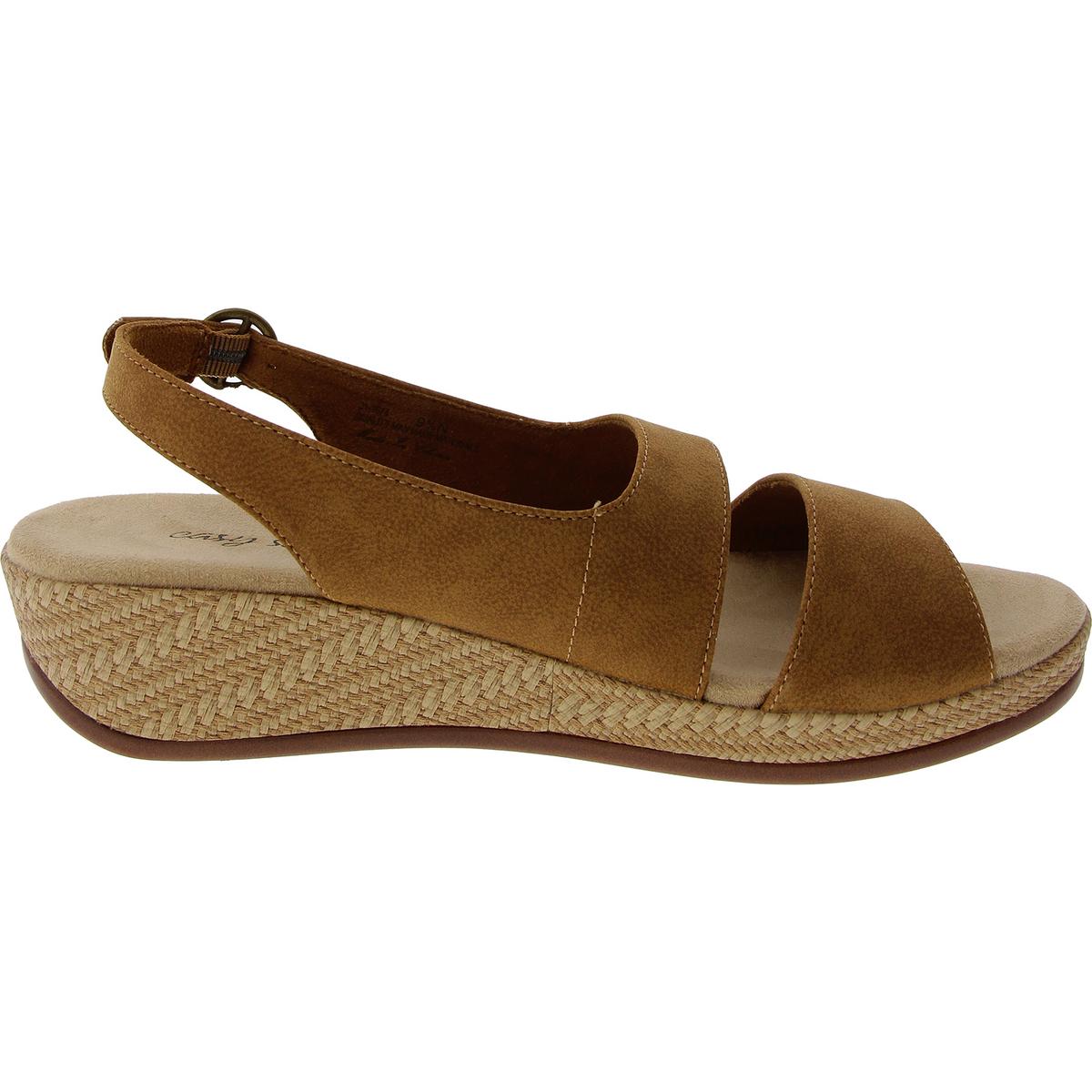 Ganett Womens Woven Faux Leather Slingback Sandals