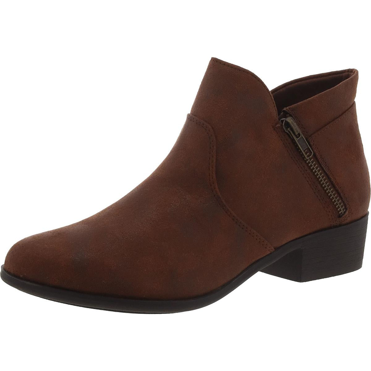 Adeline Womens Block Heel Almond Toe Ankle Boots