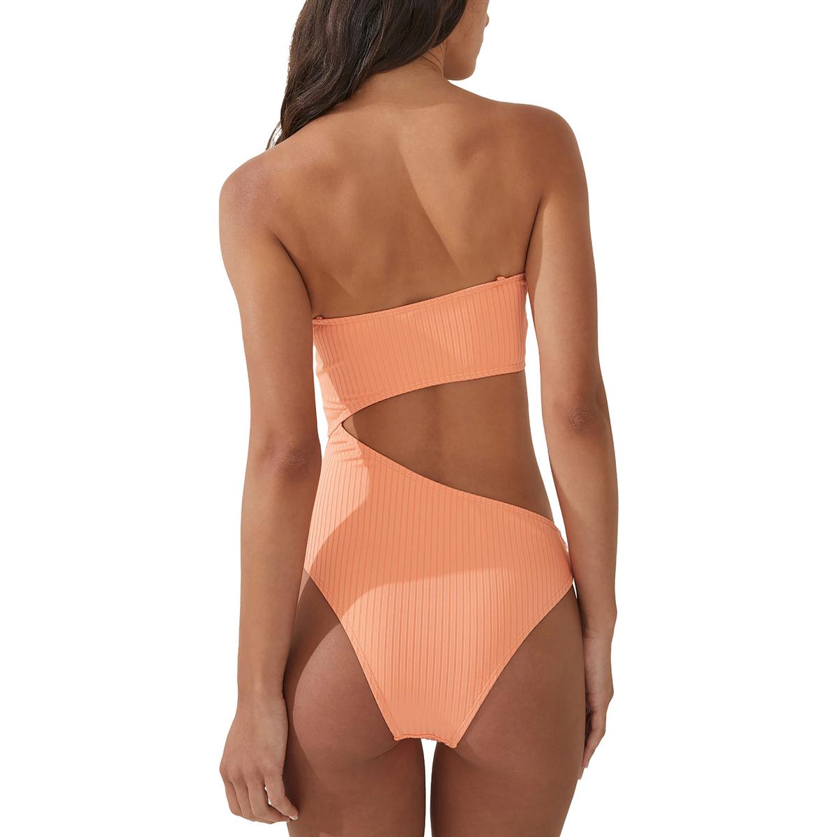 Womens Ribbed Removable Straps One-Piece Swimsuit