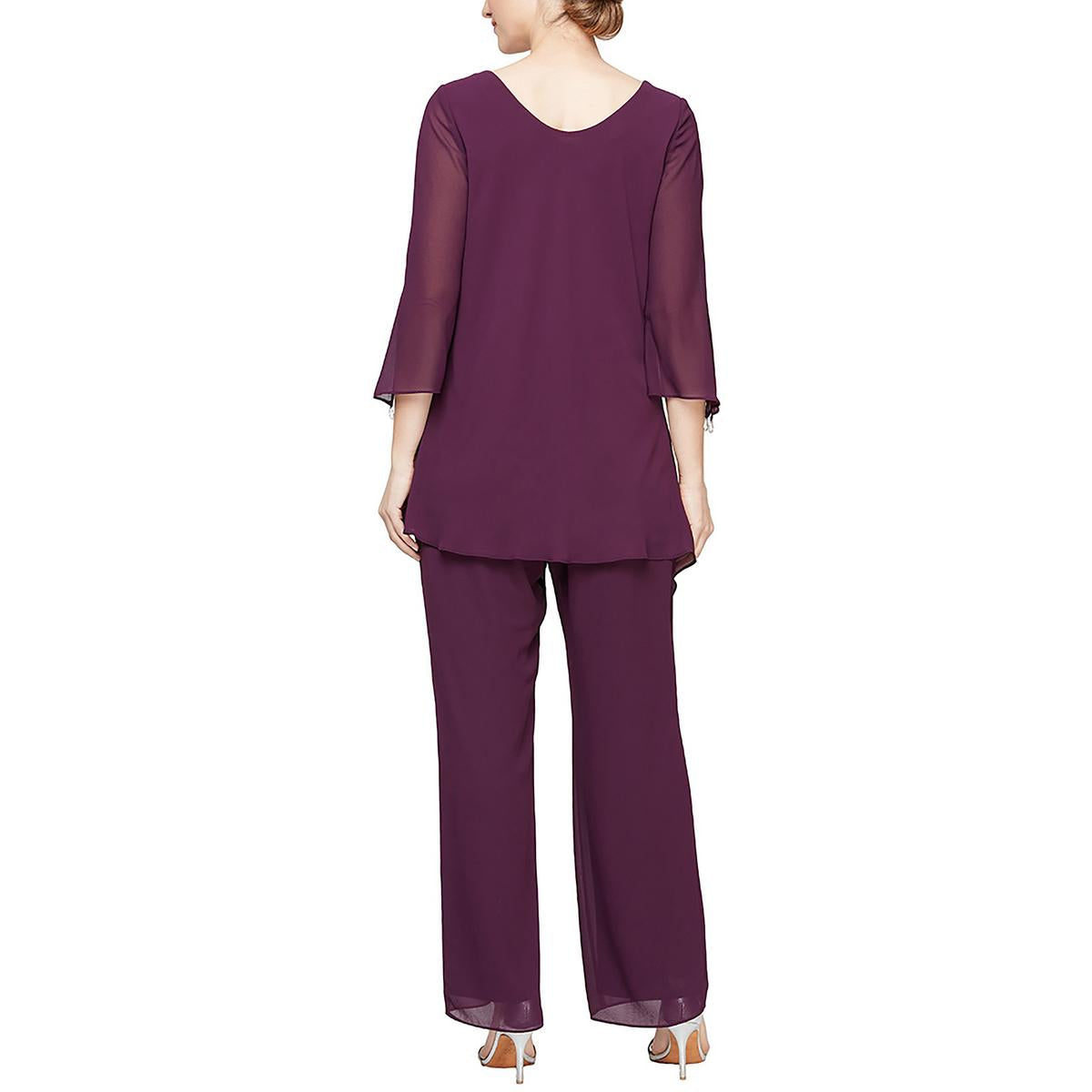 Womens V-Neck Split Sleeves Dress Pants