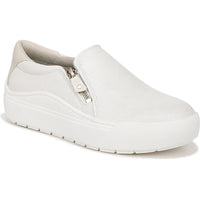 Time Off Now Womens Zipper Lifestyle Slip-On Sneakers Off White