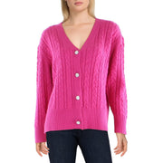 Womens Embellished Cable Knit Cardigan Sweater