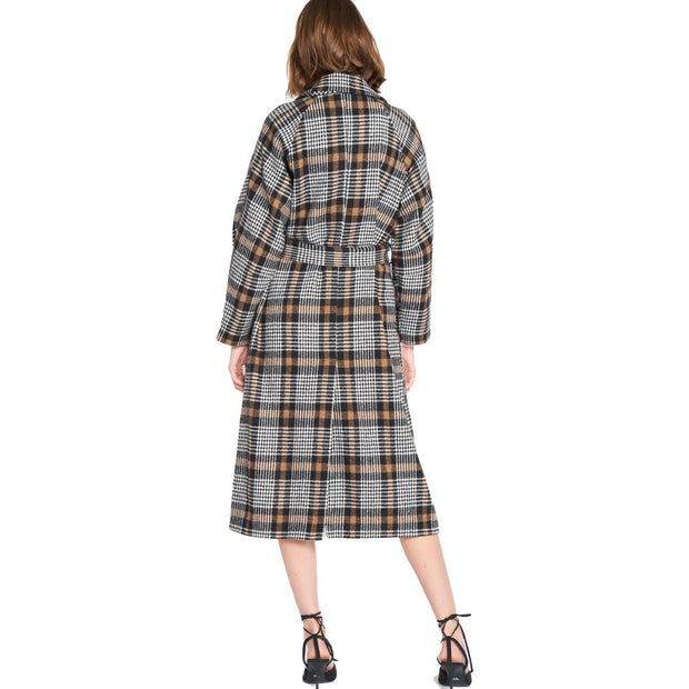 Womens Checkered Cold Weather Trench Coat