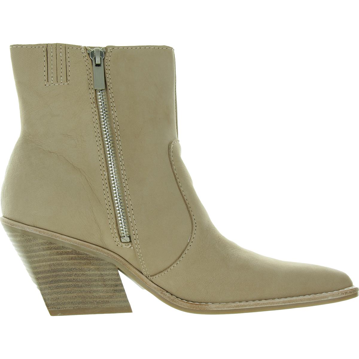 Womens Zipper Leather Ankle Boots