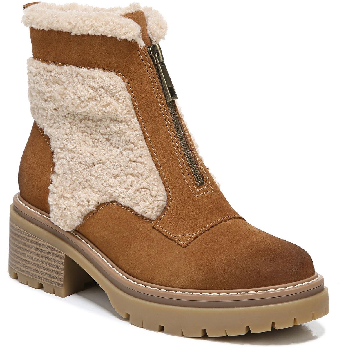 Jett Womens Suede Lugged Sole Ankle Boots 7 Medium Tawny Brown