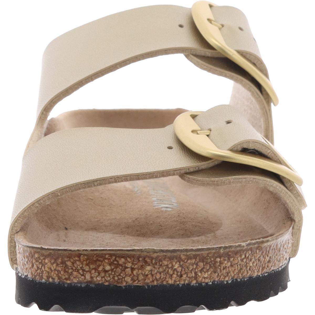 Womens Adjustable Faux Leather Slide Sandals