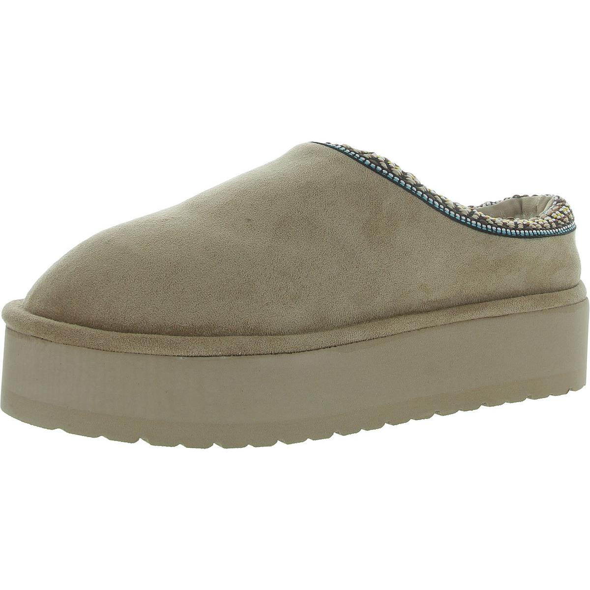 Elyse Womens Faux Fur Lined Platform Scuff Slippers