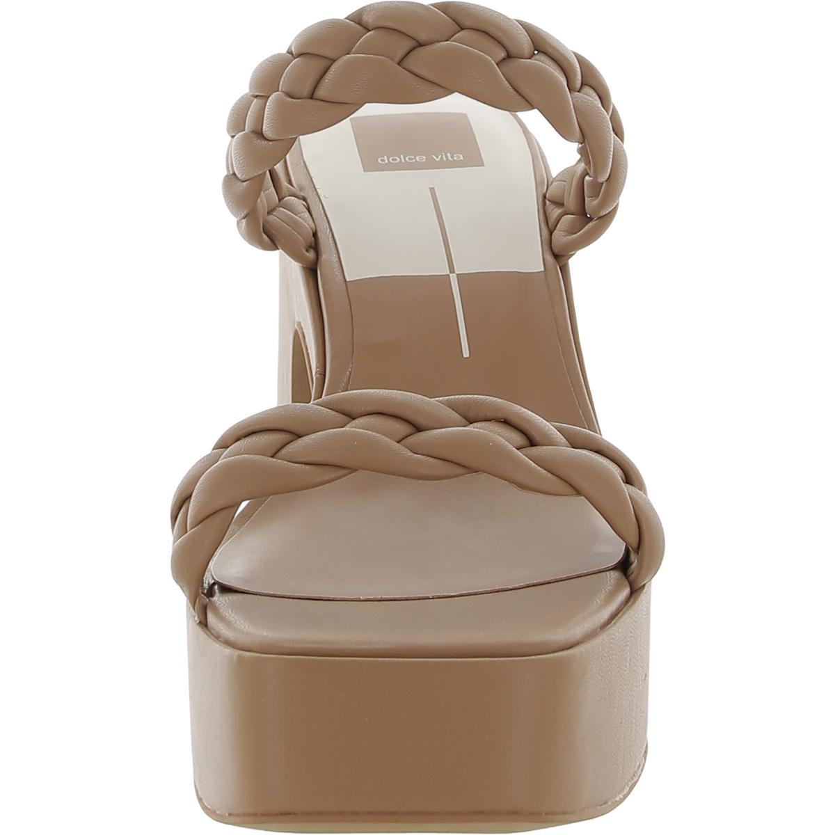 Wiley Womens Faux Leather Slip-On Platform Sandals
