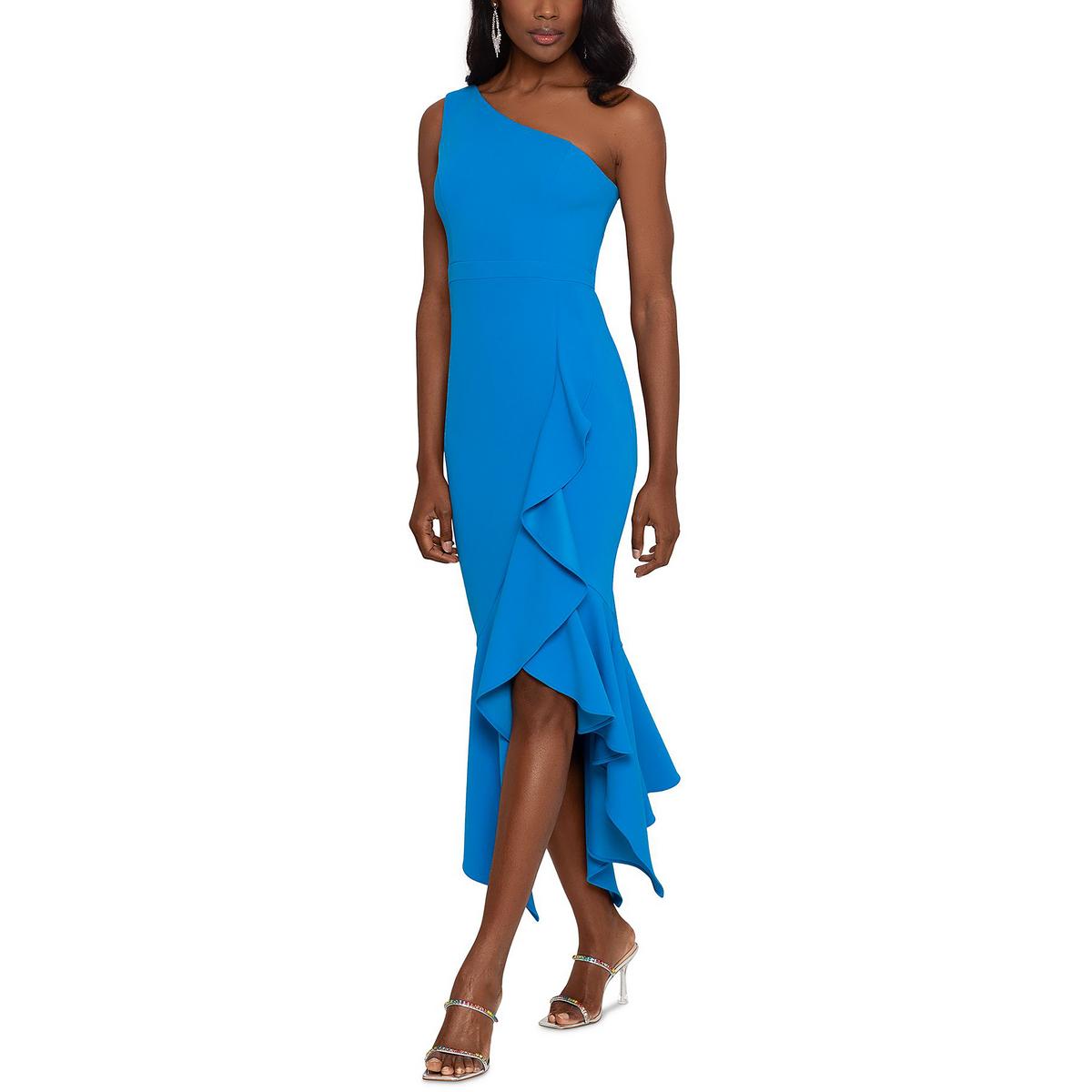 Womens Ruffled Polyester Cocktail and Party Dress