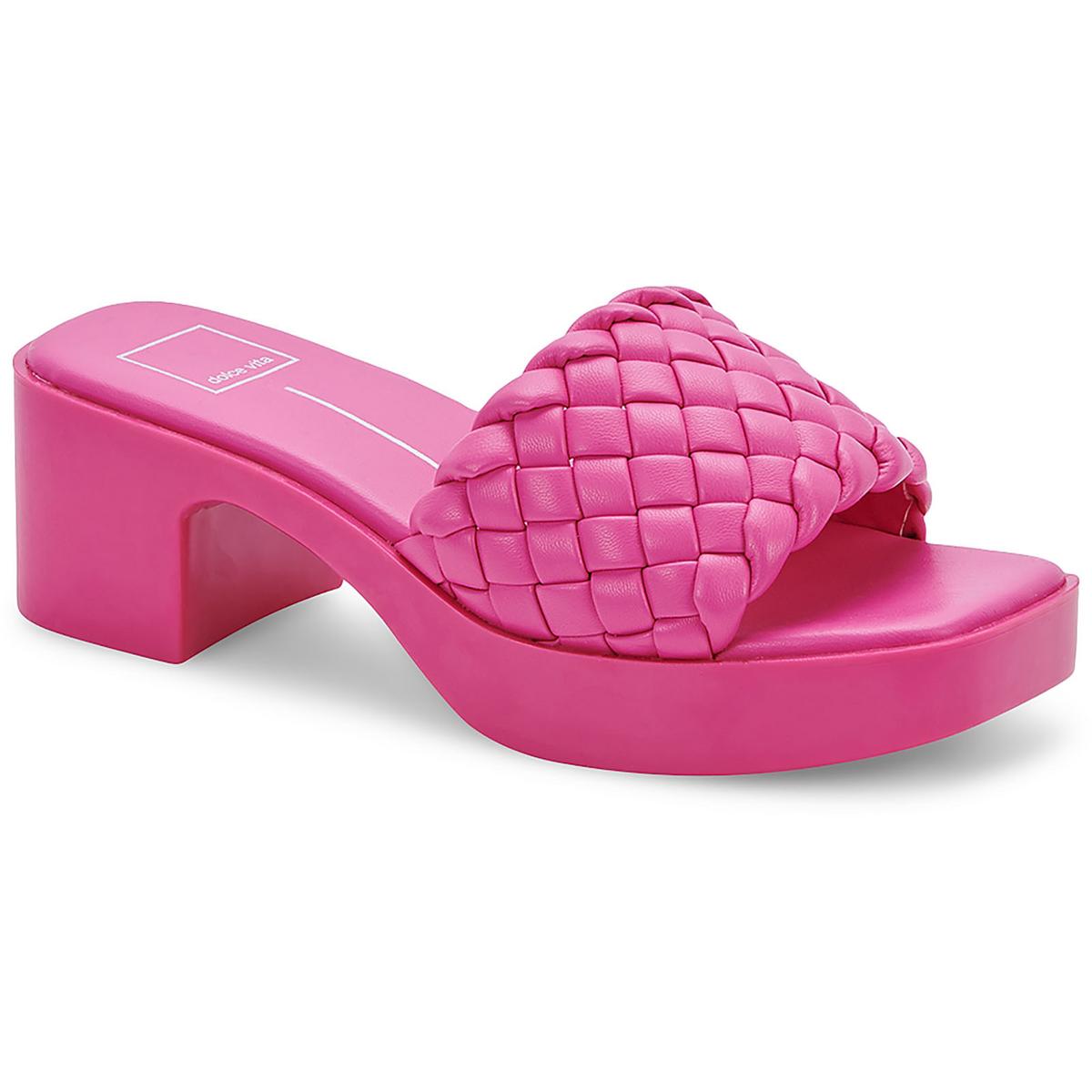 GOLDY Womens Faux Leather Slip On Mule Sandals 10 Medium Fuchsia Stella