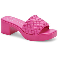 GOLDY Womens Faux Leather Slip On Mule Sandals 10 Medium Fuchsia Stella