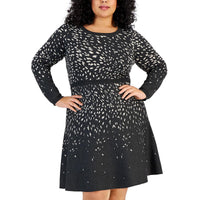 Plus Womens Pattern Knit Sweaterdress