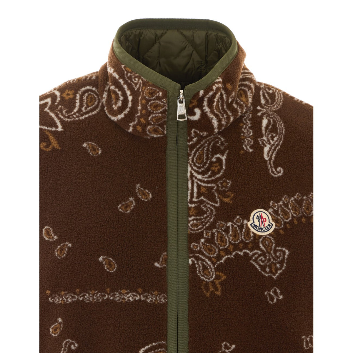 Moncler Moncler Men Reversible Paisley Print Teddy Fleece Padded Vest