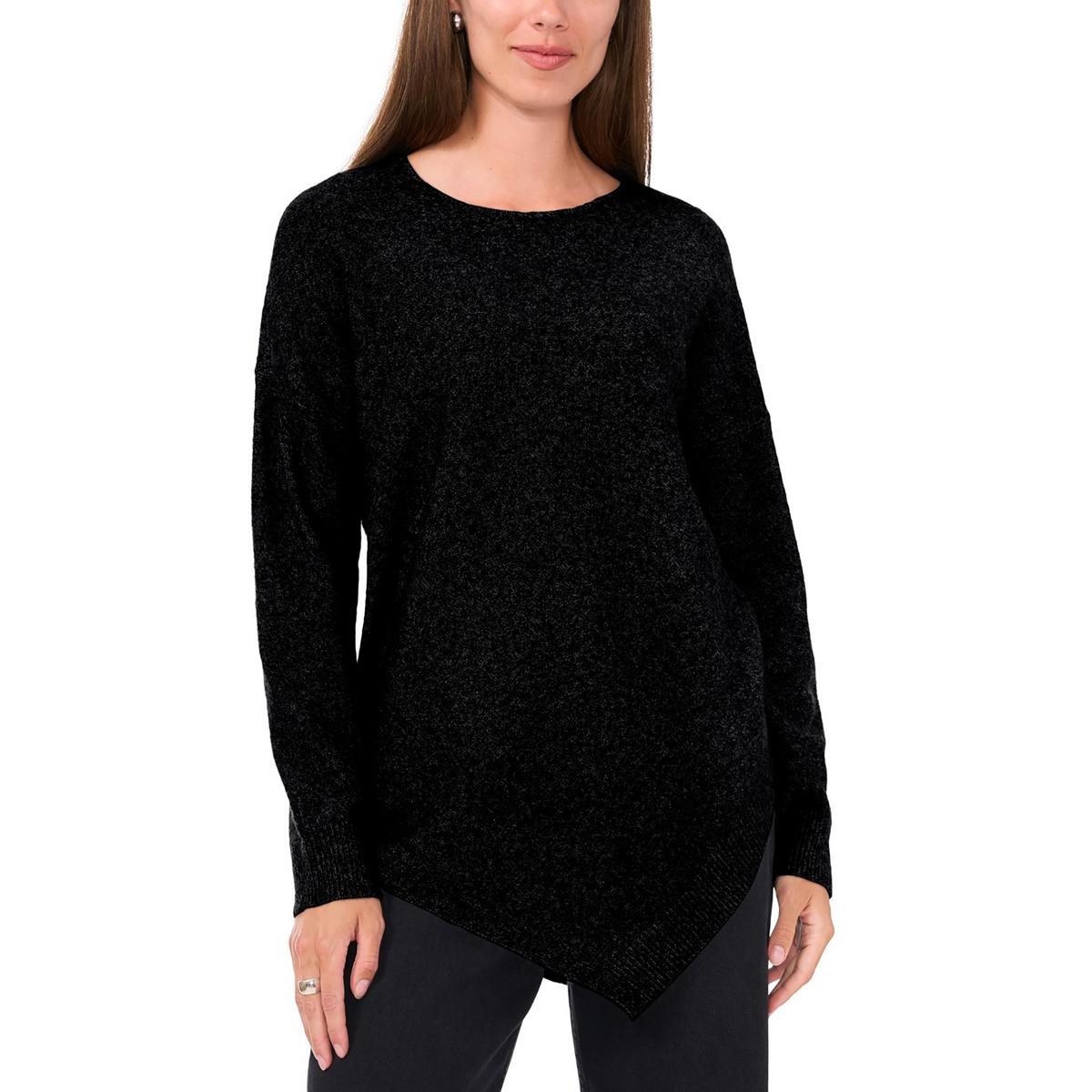 Womens Asymmetric Knit Crewneck Sweater