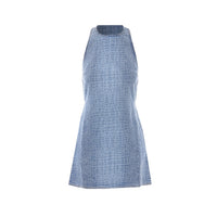 Self Portrait Self Portrait Women Rhinestone Croc Effect Denim Mini Dress