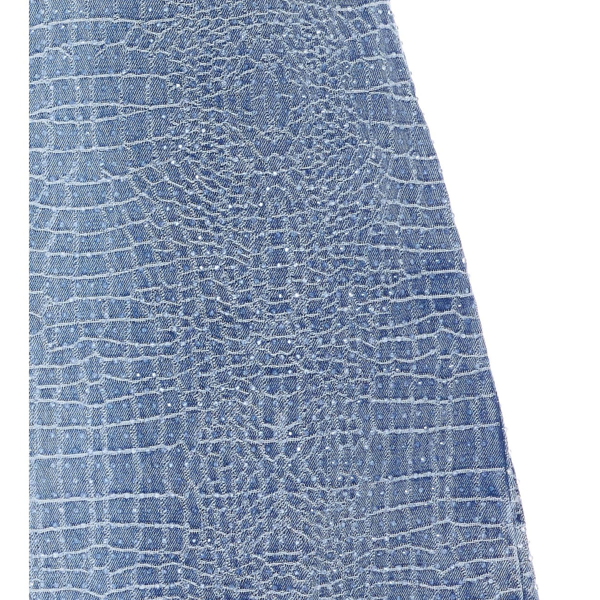 Self Portrait Self Portrait Women Rhinestone Croc Effect Denim Mini Dress