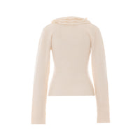 Ganni Ganni Women Ribbed Merino Top With Logo And Ruches