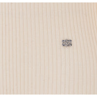 Ganni Ganni Women Ribbed Merino Top With Logo And Ruches
