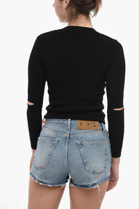 Off-White Ribbed STAMP Cardigan With Cutouts