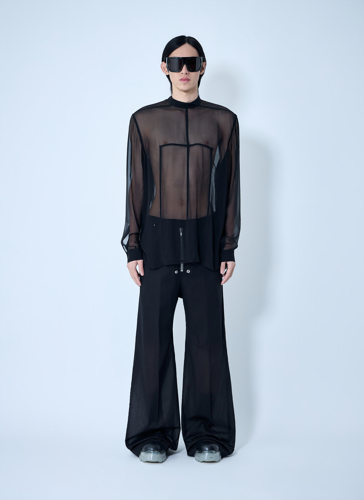 Rick Owens Men Sheer Panel Shirt