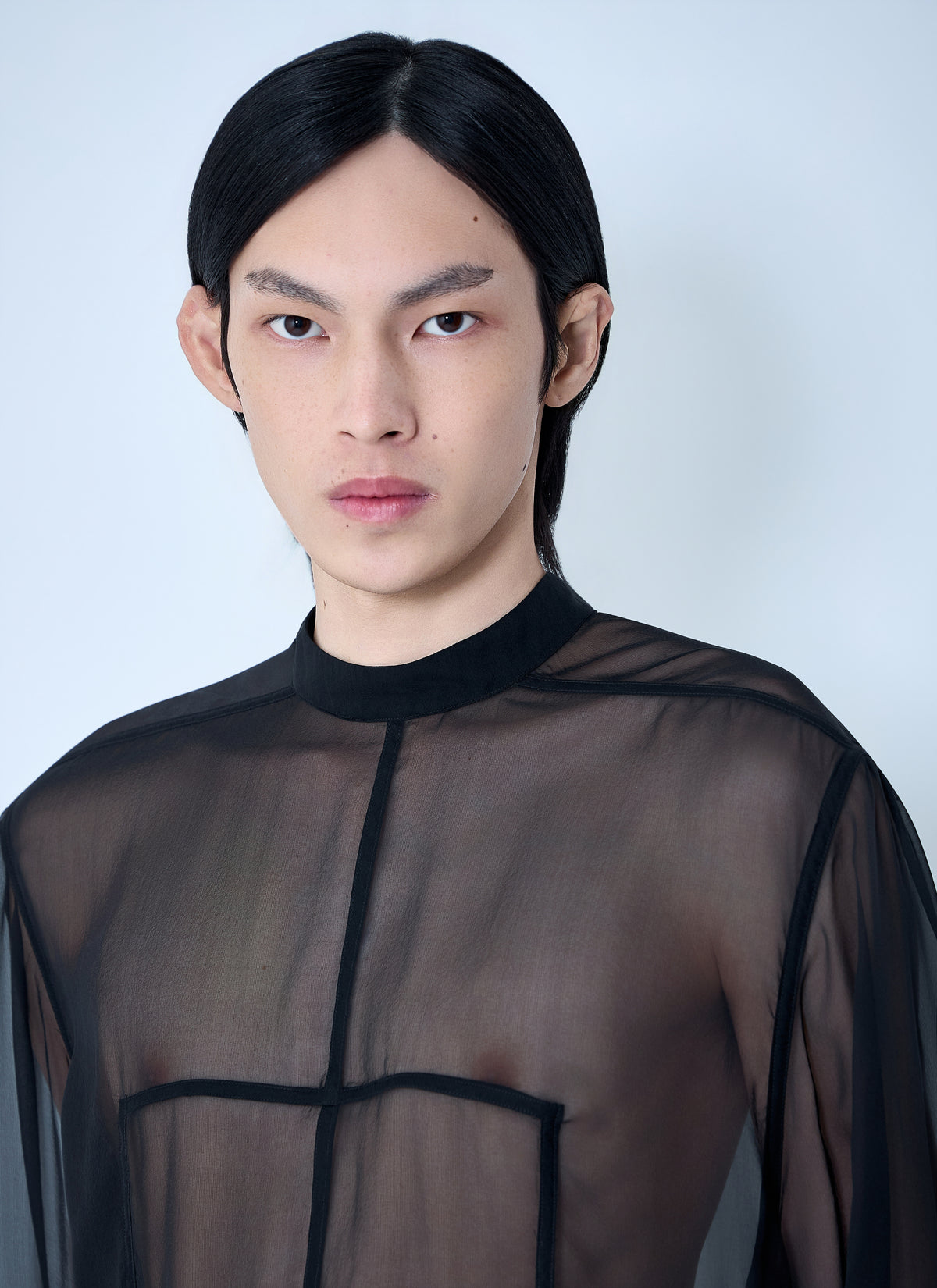 Rick Owens Men Sheer Panel Shirt