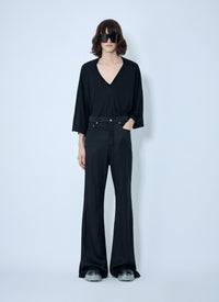 Rick Owens Men Flared Trousers In Smooth Weave