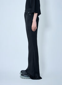 Rick Owens Men Flared Trousers In Smooth Weave