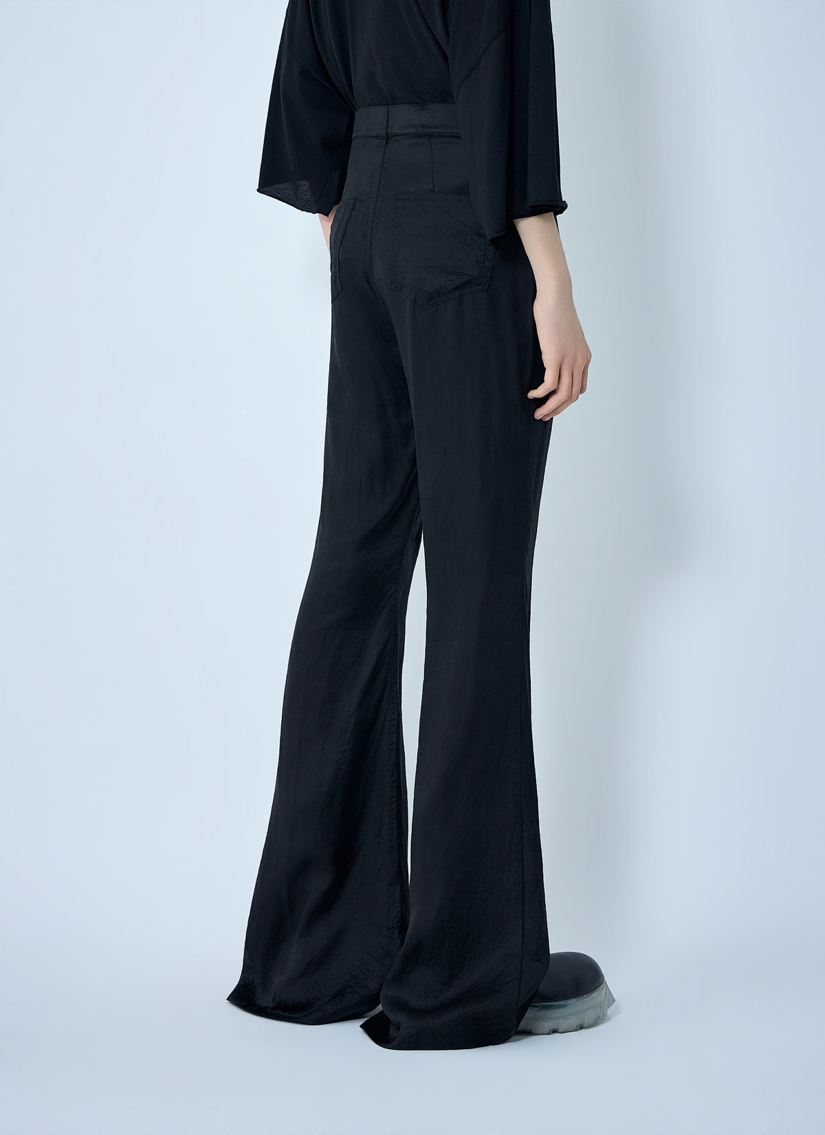 Rick Owens Men Flared Trousers In Smooth Weave