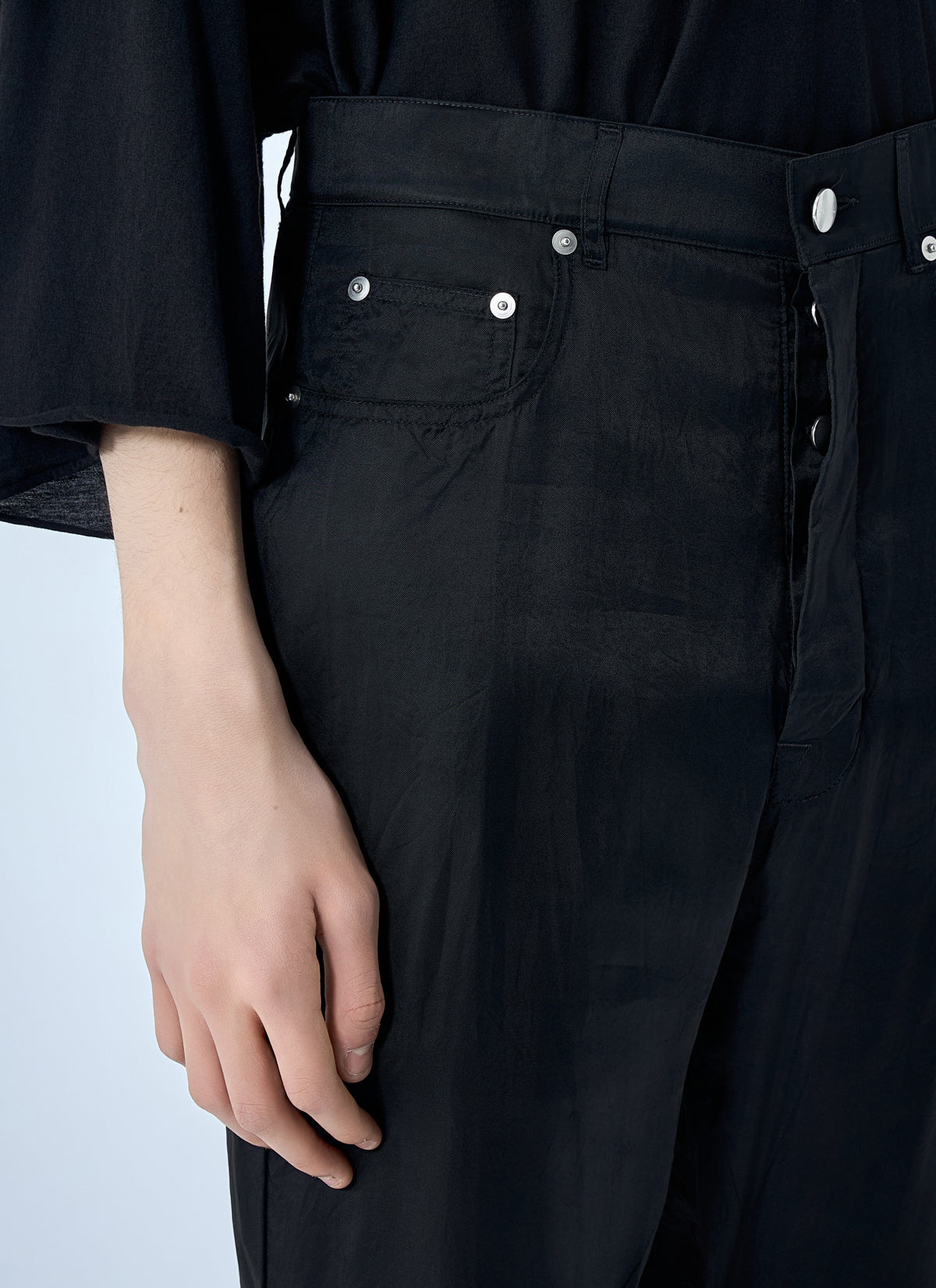 Rick Owens Men Flared Trousers In Smooth Weave