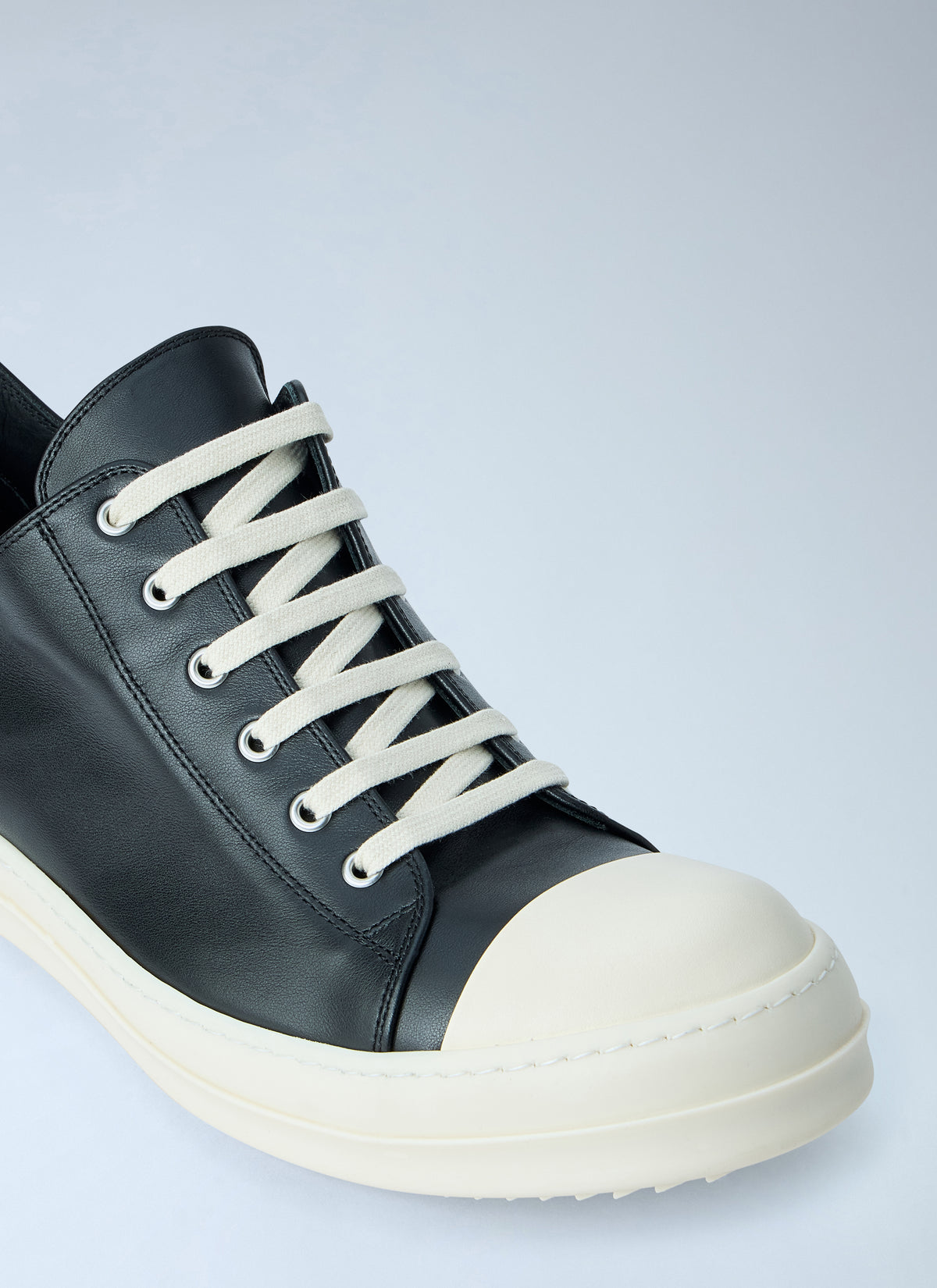 Rick Owens Men Leather Low-Top Sneakers