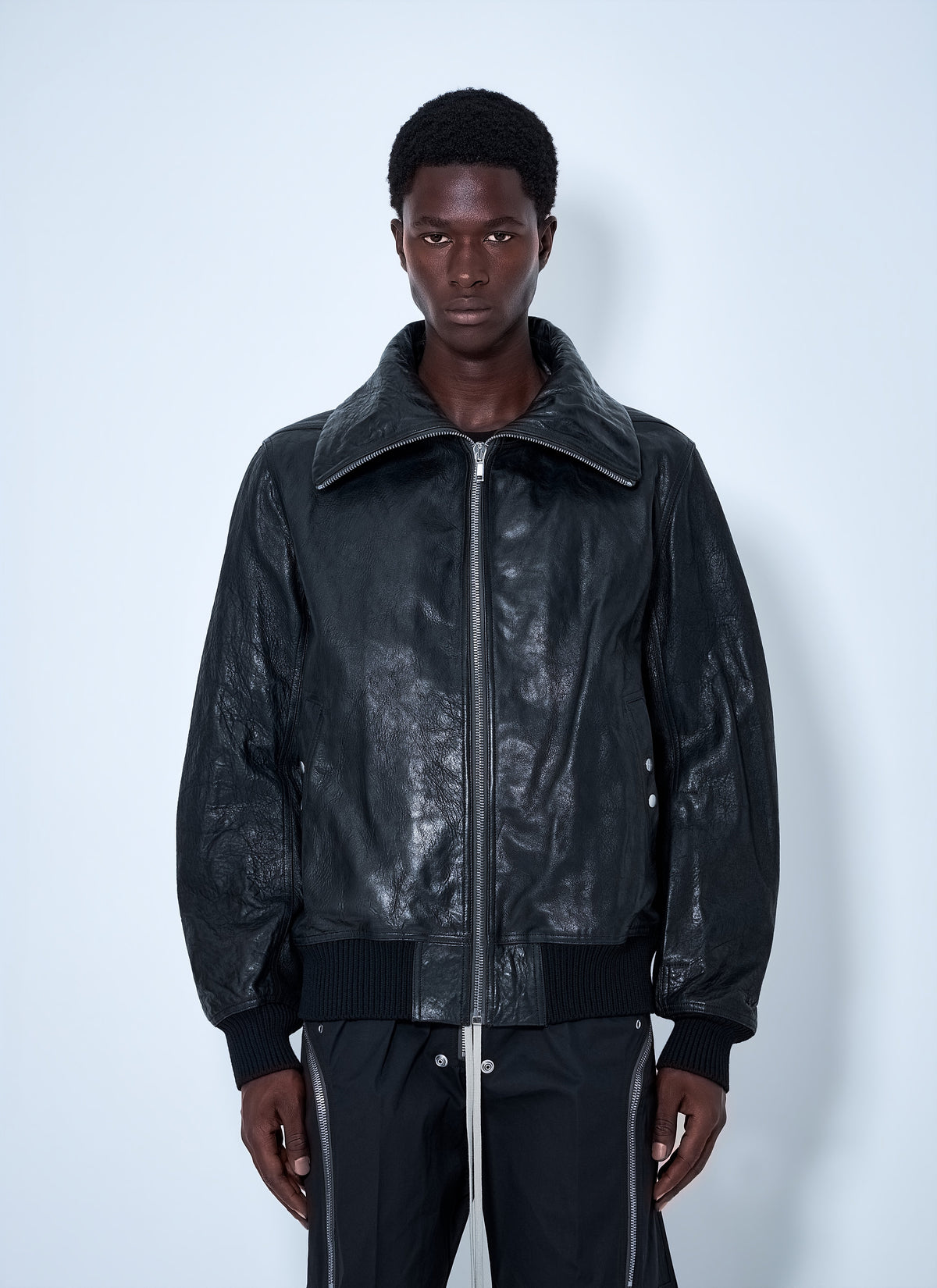 Rick Owens Men Dracuflight Hammered Leather Jacket