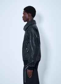 Rick Owens Men Dracuflight Hammered Leather Jacket