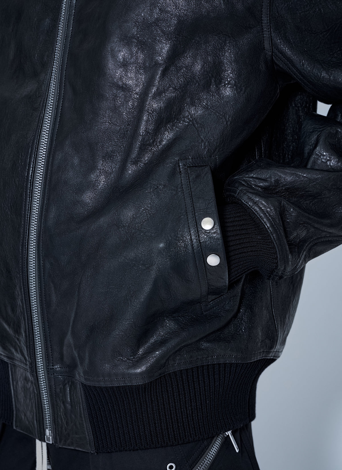 Rick Owens Men Dracuflight Hammered Leather Jacket