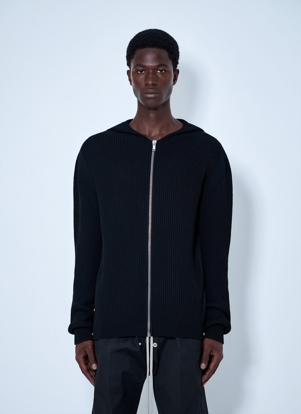 Rick Owens Rick Owens Men Ribbed Knit Zip Hoodie
