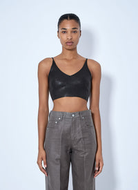 Rick Owens Rick Owens Women V-Neck Leather Crop Top