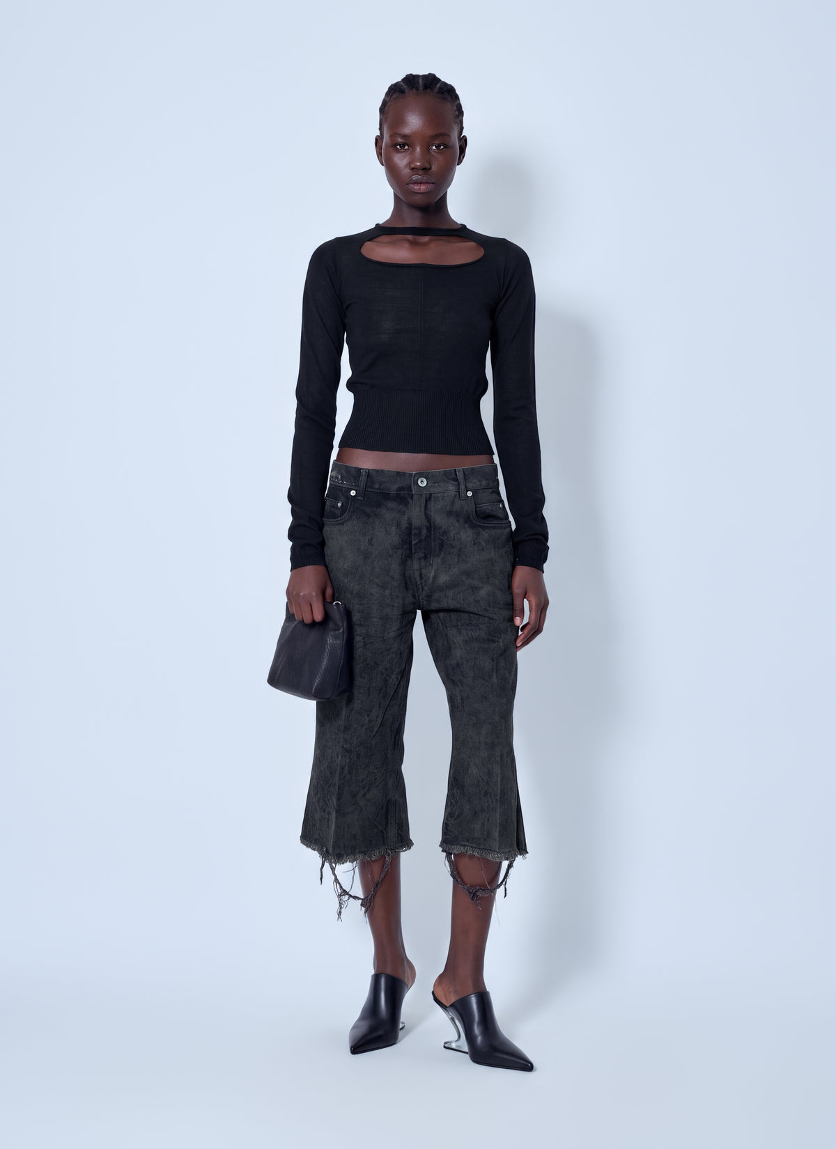 Rick Owens Rick Owens Women Slashed Cropped Pull Top
