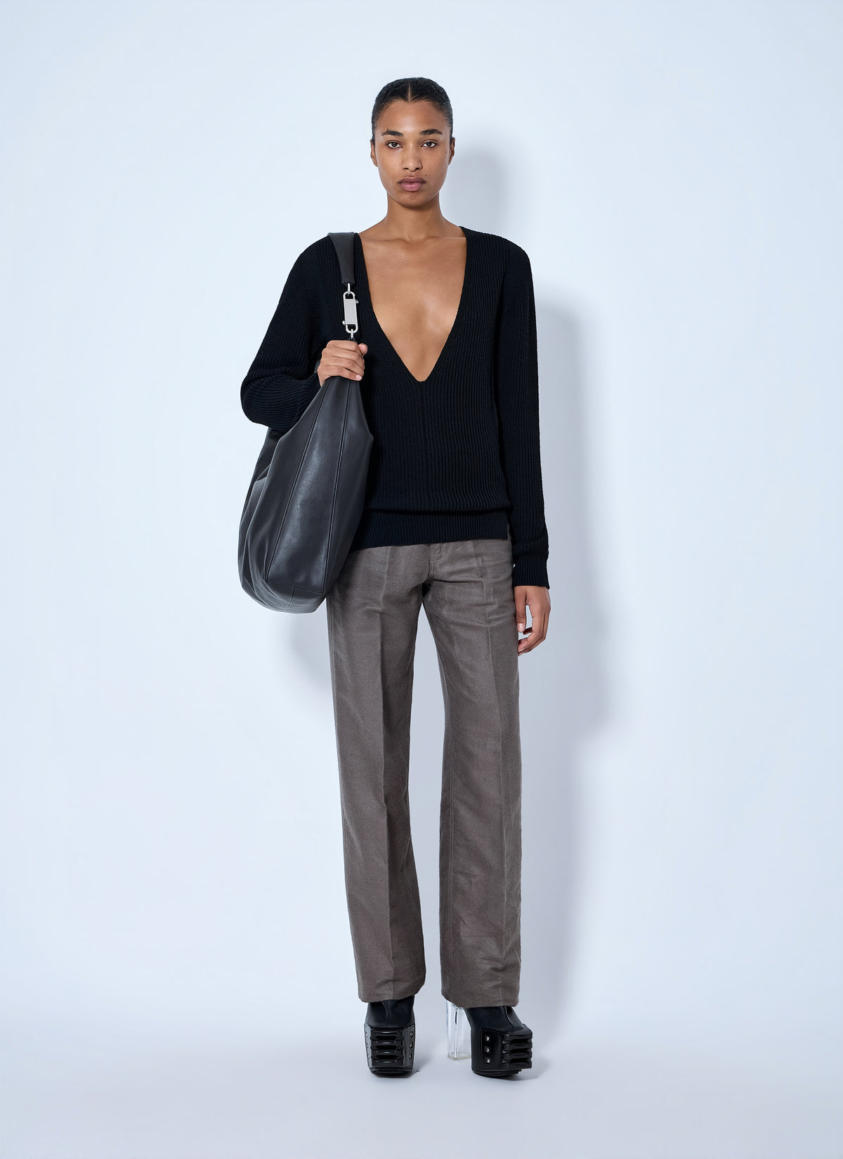 Rick Owens Rick Owens Women Deep V-Neck Ribbed Sweater