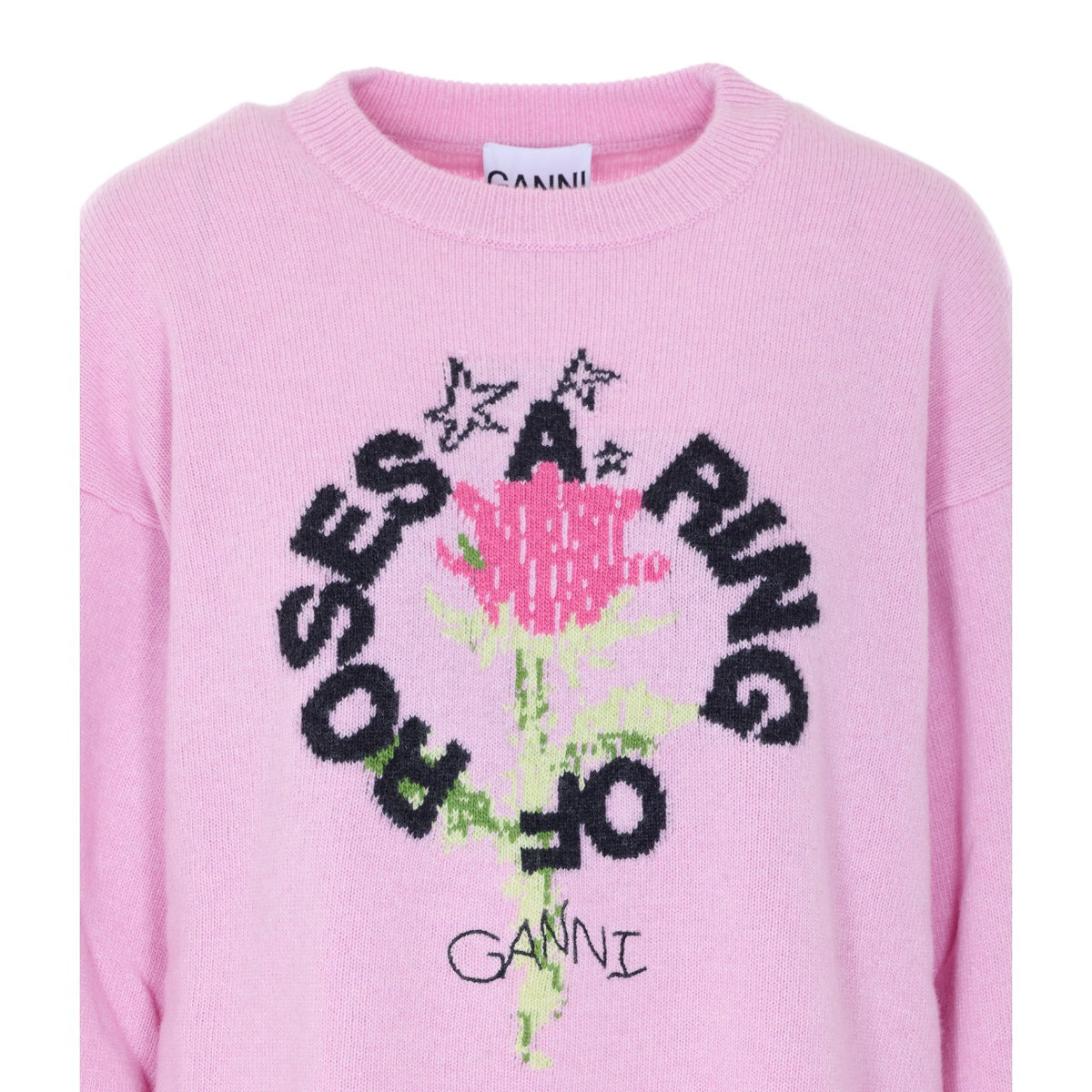 Ganni Ganni Women Ring Of A Roses Print Logo Sweater