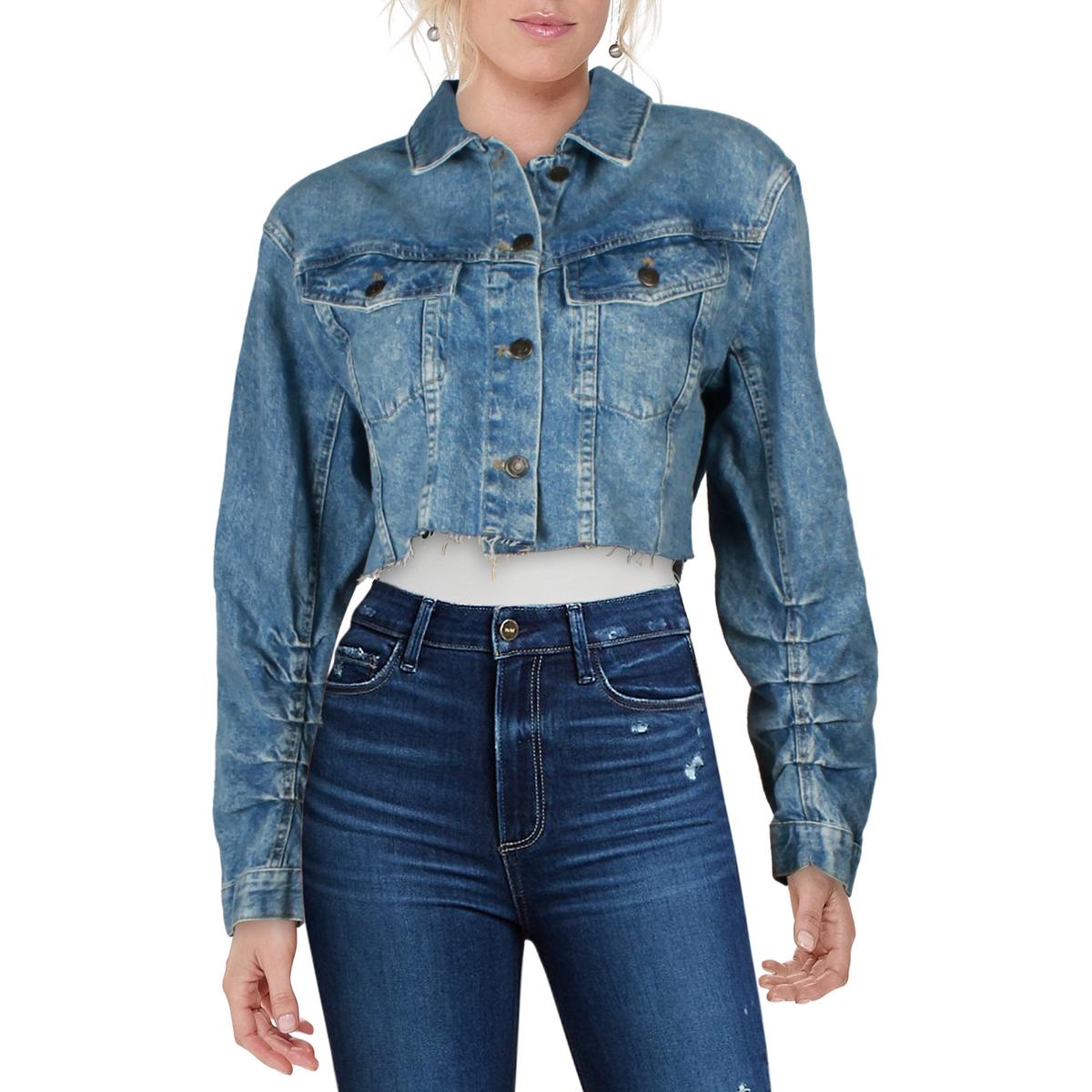 Womens Crop Denim Denim Jacket Regular 12 (L) Aged Stone