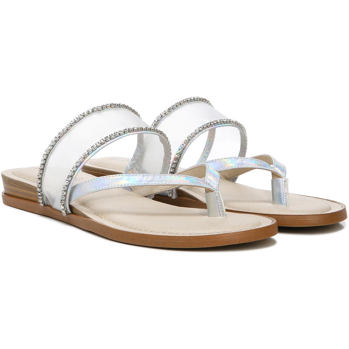 Radiant Glow Womens Faux Leather Slip On Slide Sandals
