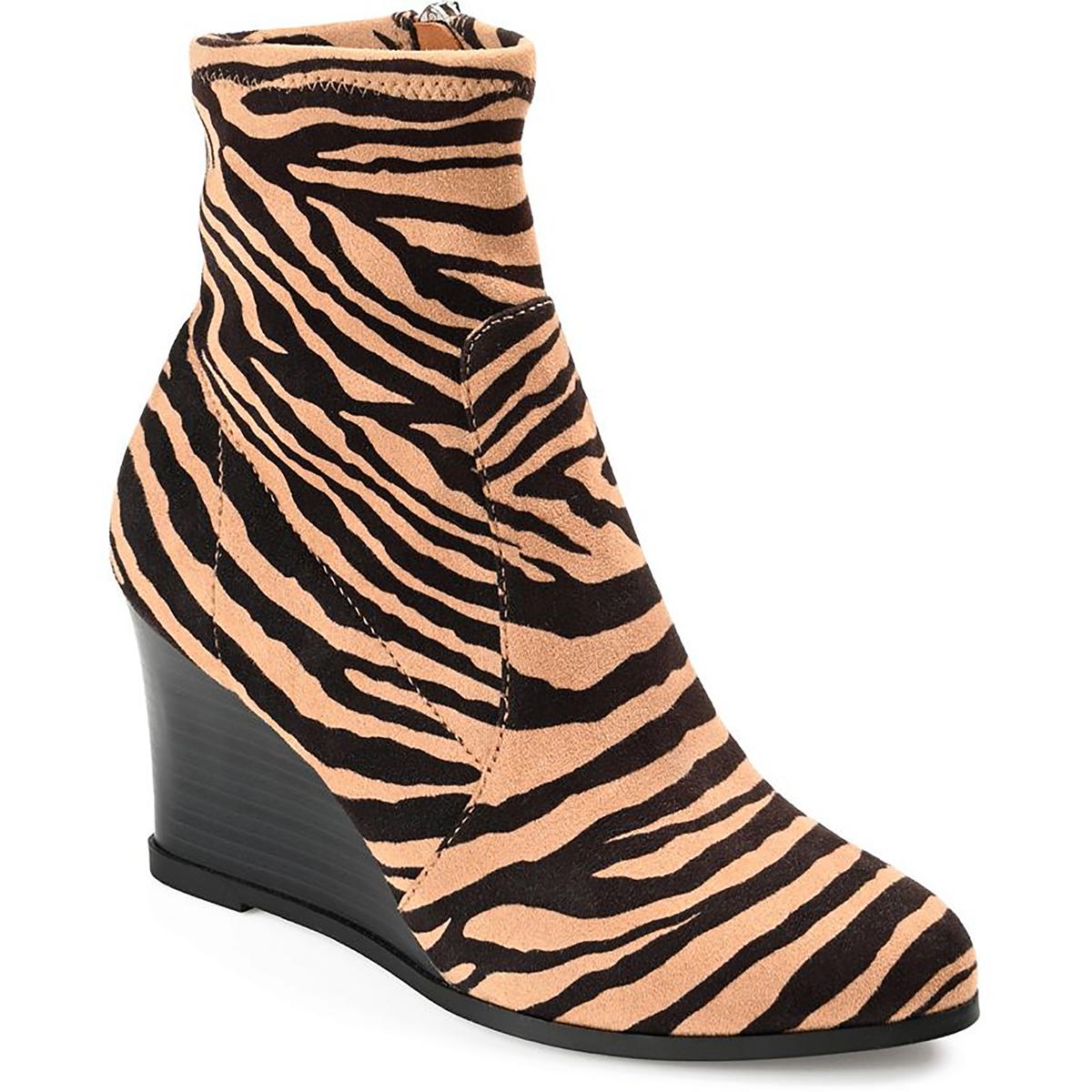 Hepburn Womens Faux Suede Ankle Booties 7 Medium Animal