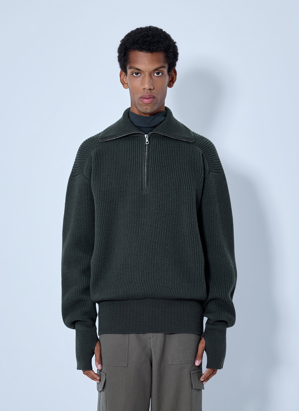 RIER Rier Men Ribbed High Neck Sweatshirt