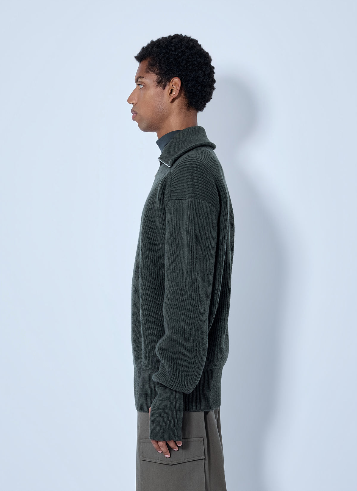 RIER Rier Men Ribbed High Neck Sweatshirt