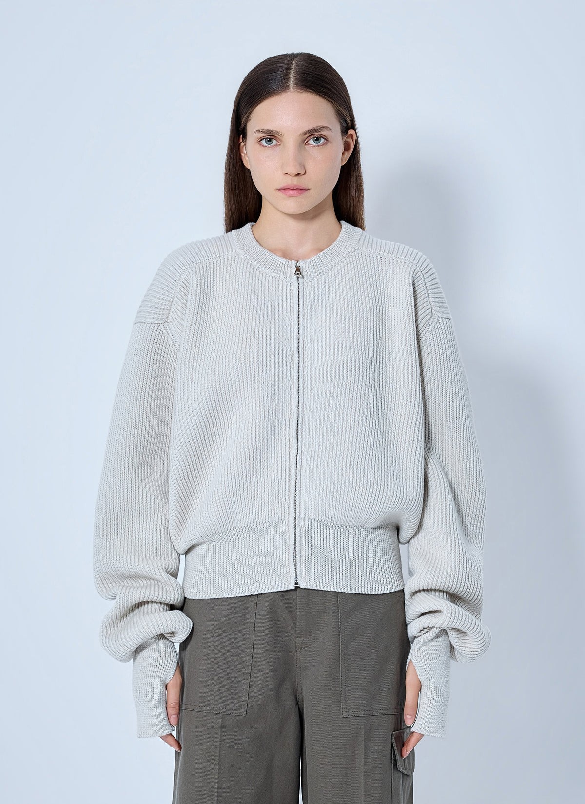 Rier Women Roundneck Zip Utility Sweater