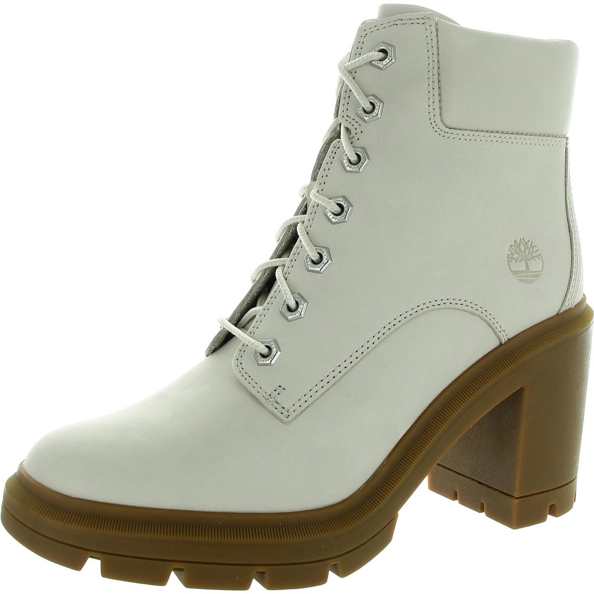 Womens Lace-Up Mid-Calf Boots 9.5 Medium White