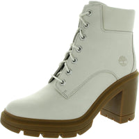 Womens Lace-Up Mid-Calf Boots 9.5 Medium White